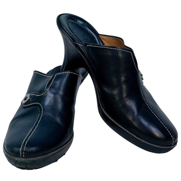 Cole Haan Shoes - Cole Haan Woman’s Sz 7-1/2 B Leather Heeled Slides in Black